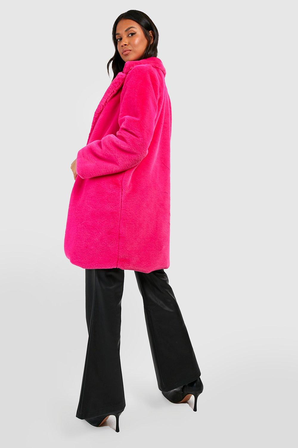 Fuchsia faux fur outlet coat